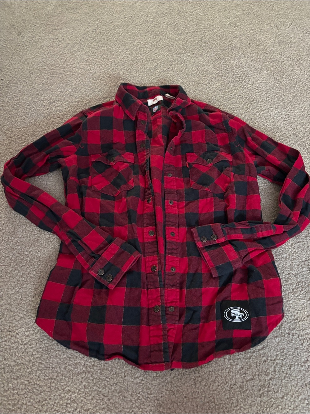 Levi’s 49er Red and Black Buffalo Plaid Flannel Shirt size small